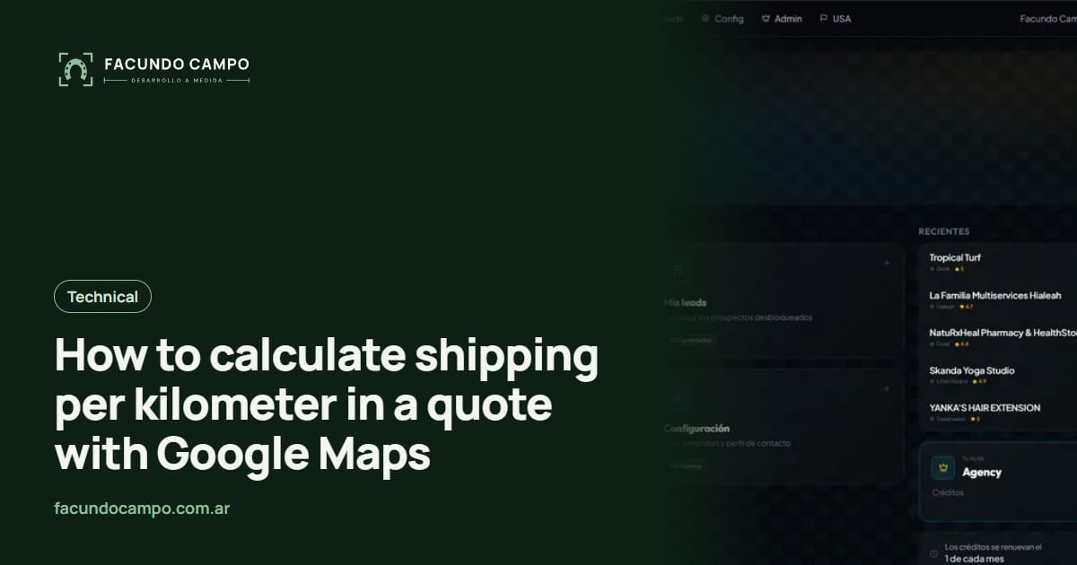 How to calculate shipping per kilometer in a quote with Google Maps