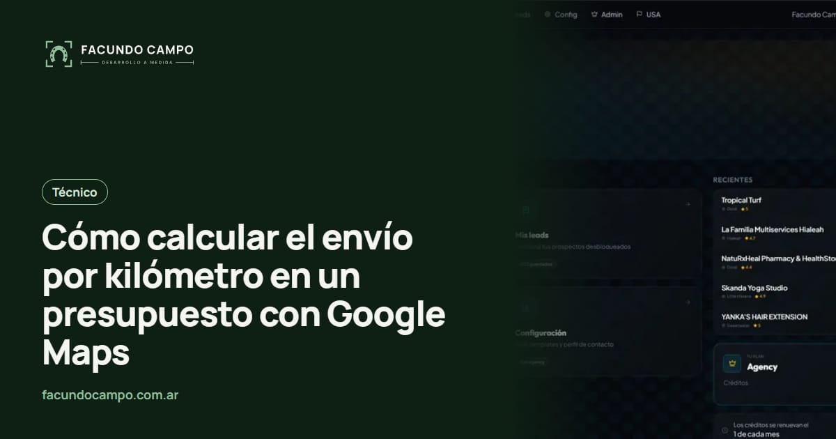 Cómo calcular el envío por kilómetro en un presupuesto con Google Maps