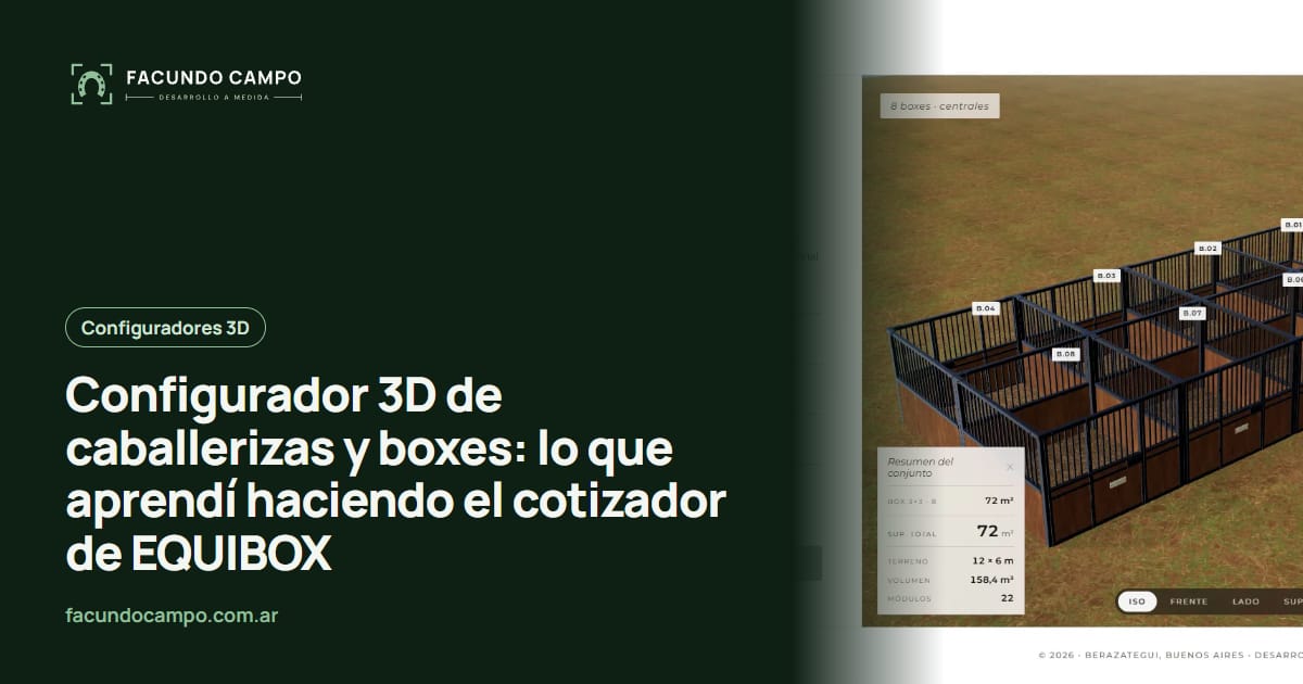 Configurador 3D de caballerizas y boxes: lo que aprendí haciendo el cotizador de EQUIBOX