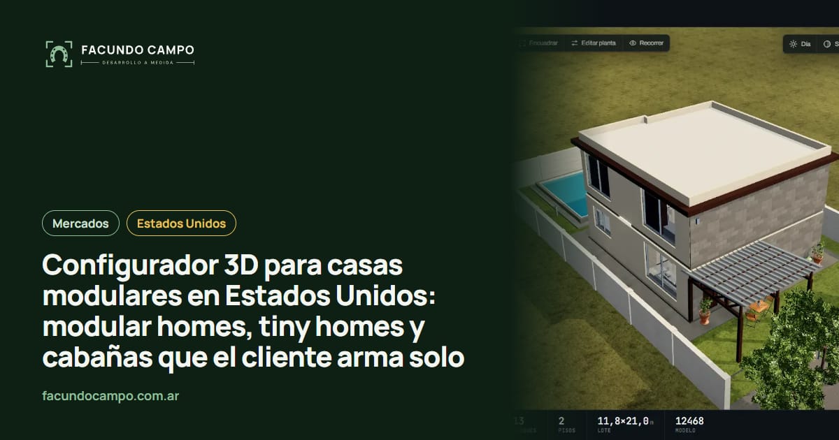 Configurador 3D para casas modulares en Estados Unidos: modular homes, tiny homes y cabañas que el cliente arma solo