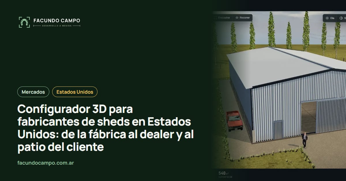 Configurador 3D para fabricantes de sheds en Estados Unidos: de la fábrica al dealer y al patio del cliente