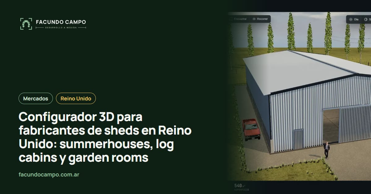 Configurador 3D para fabricantes de sheds en Reino Unido: summerhouses, log cabins y garden rooms