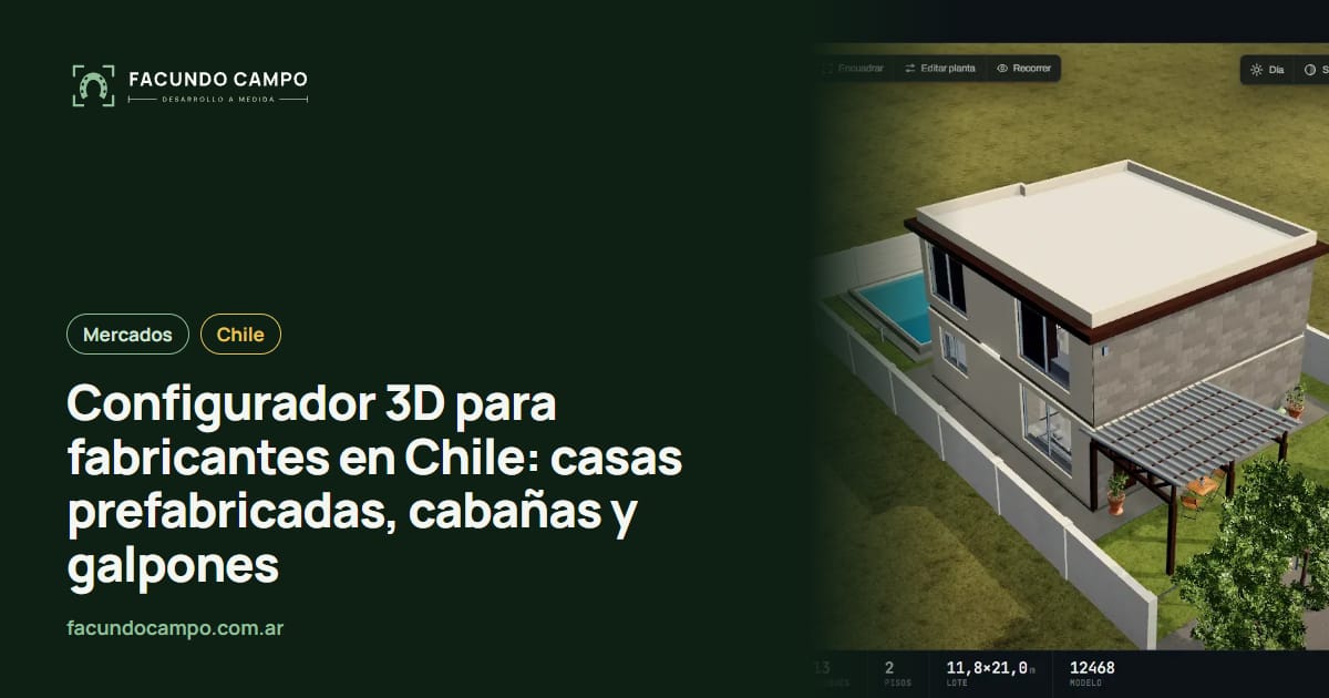 Configurador 3D para fabricantes en Chile: casas prefabricadas, cabañas y galpones