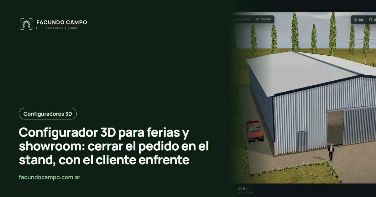Configurador 3D para ferias y showroom: cerrar el pedido en el stand, con el cliente enfrente