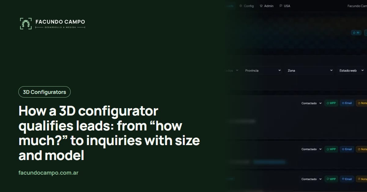 How a 3D configurator qualifies leads: from “how much?” to inquiries with size and model