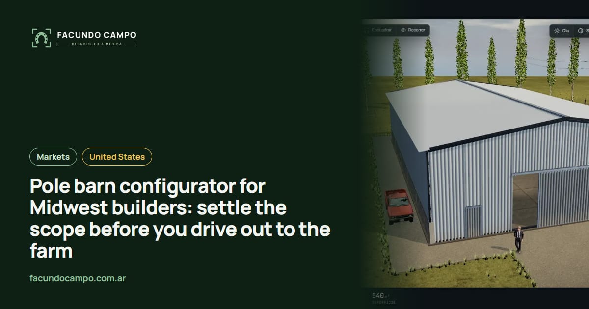 Pole barn configurator for Midwest builders: settle the scope before you drive out to the farm