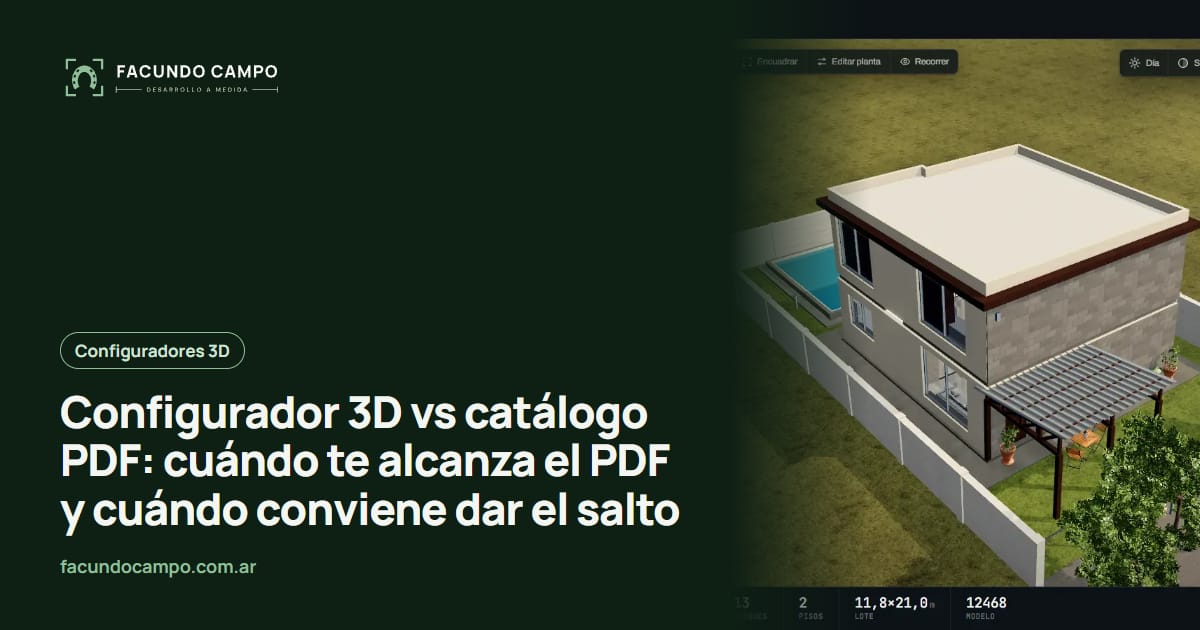 Configurador 3D vs catálogo PDF: cuándo te alcanza el PDF y cuándo conviene dar el salto