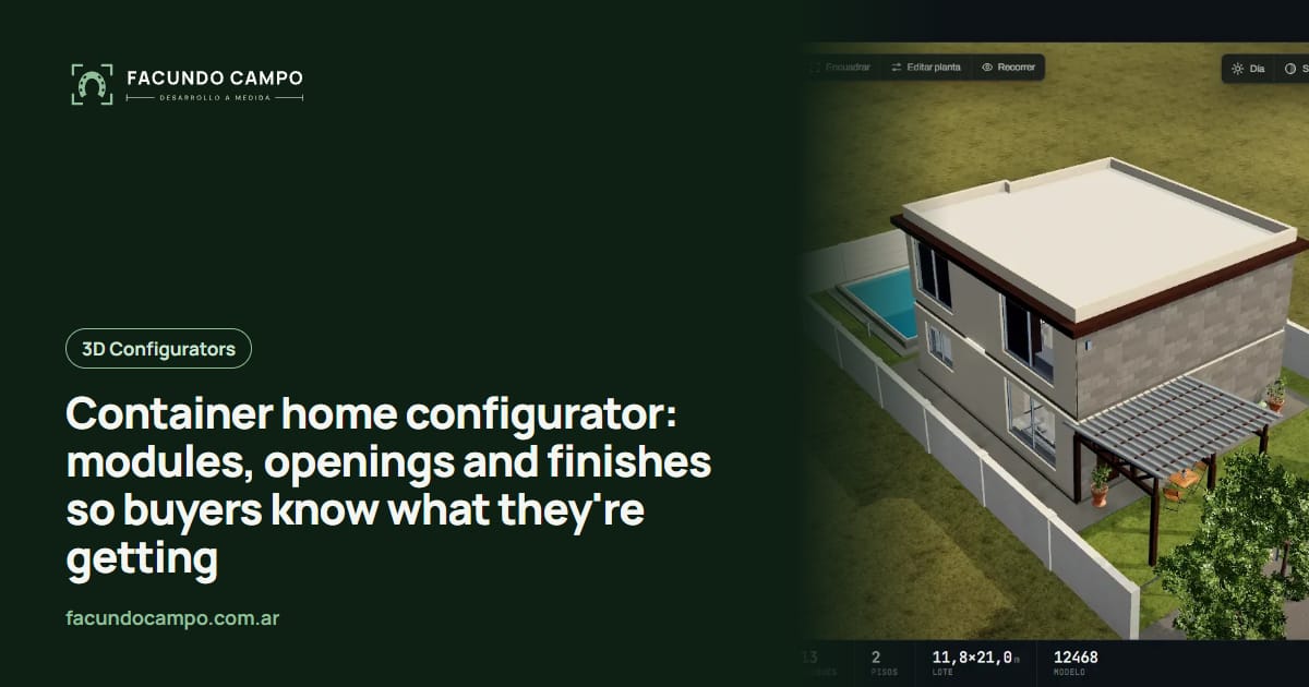 Container home configurator: modules, openings and finishes so buyers know what they're getting