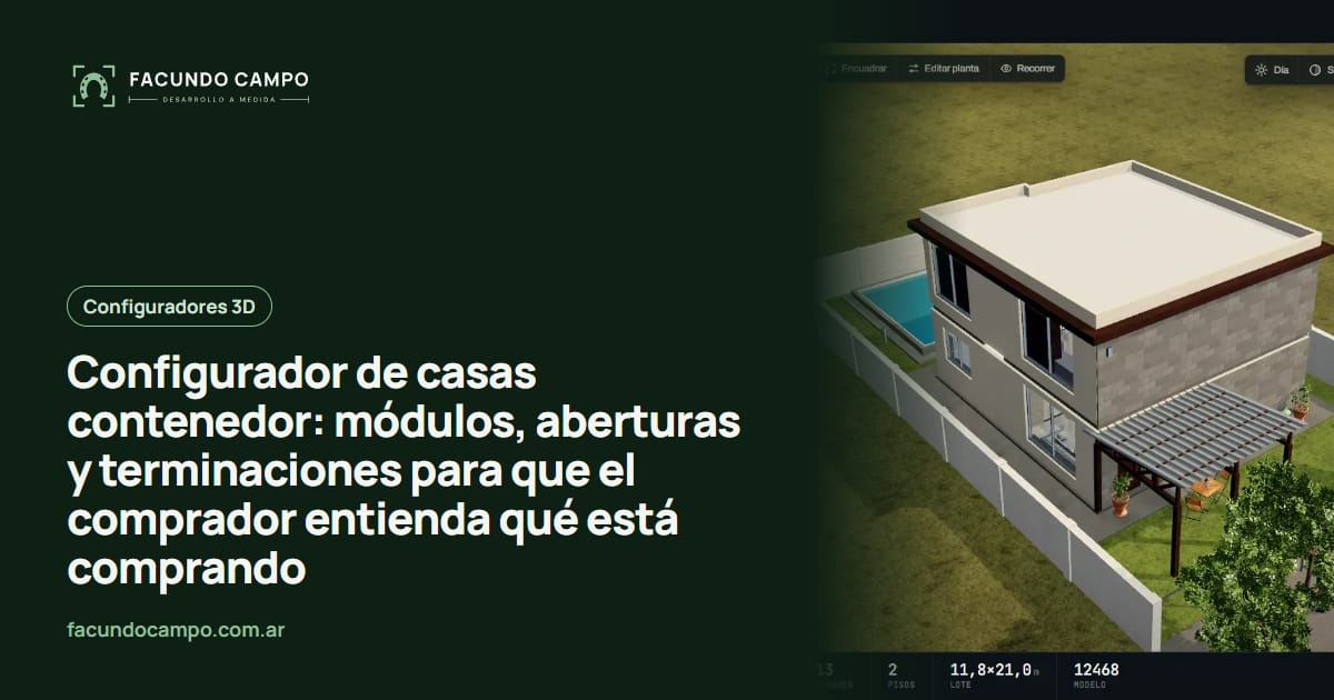 Configurador de casas contenedor: módulos, aberturas y terminaciones para que el comprador entienda qué está comprando