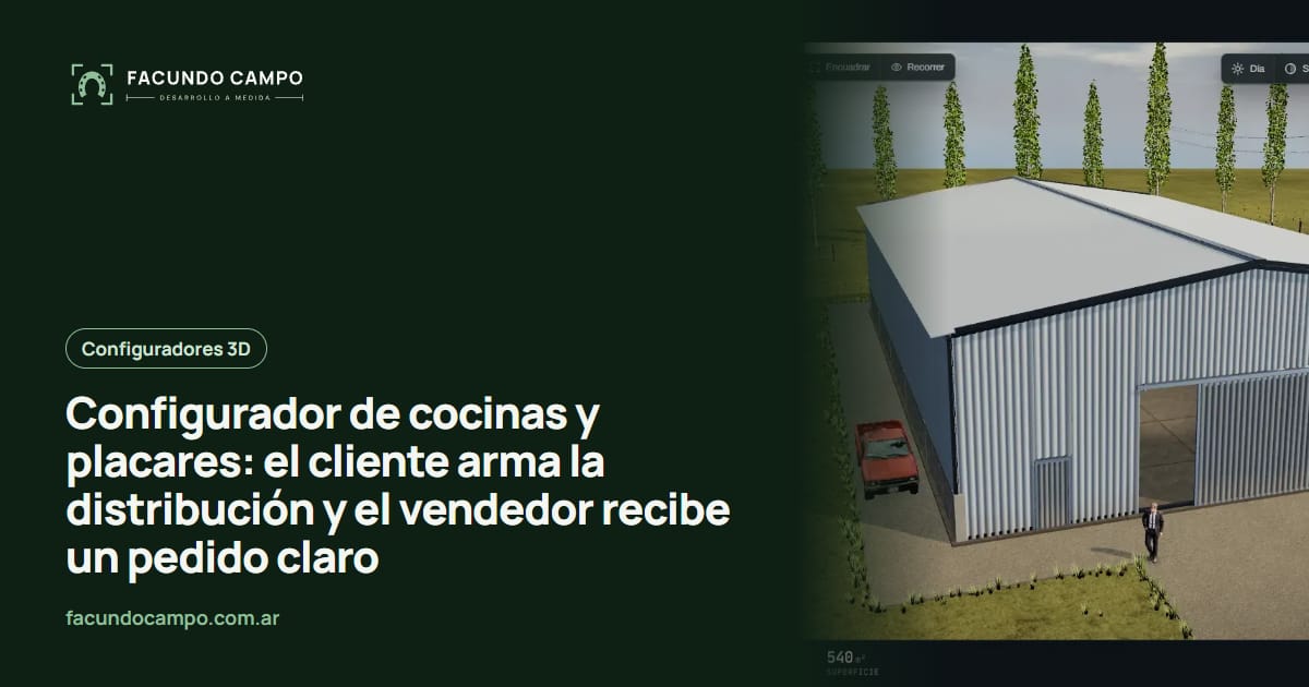 Configurador de cocinas y placares: el cliente arma la distribución y el vendedor recibe un pedido claro