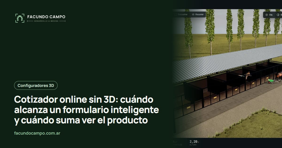 Cotizador online sin 3D: cuándo alcanza un formulario inteligente y cuándo suma ver el producto
