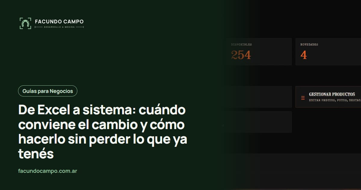 De Excel a sistema: cuándo conviene el cambio y cómo hacerlo sin perder lo que ya tenés
