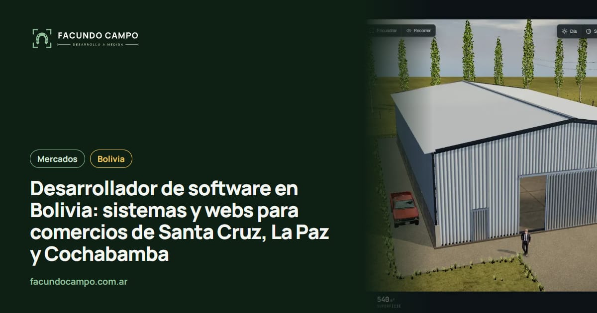 Desarrollador de software en Bolivia: sistemas y webs para comercios de Santa Cruz, La Paz y Cochabamba