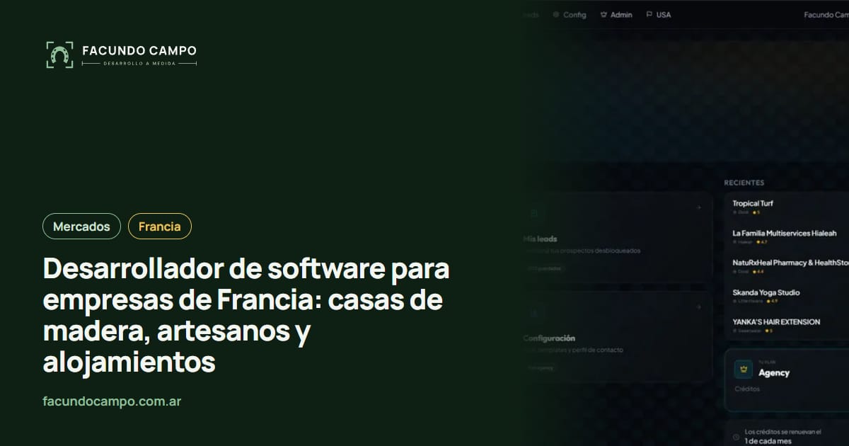 Desarrollador de software para empresas de Francia: casas de madera, artesanos y alojamientos