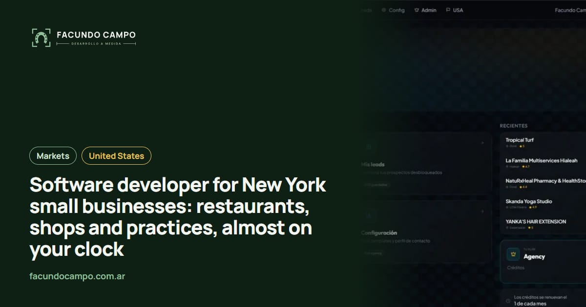Software developer for New York small businesses: restaurants, shops and practices, almost on your clock