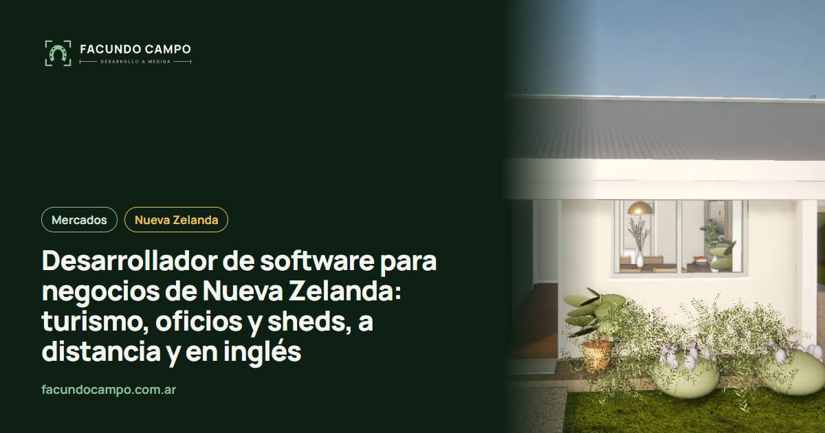 Desarrollador de software para negocios de Nueva Zelanda: turismo, oficios y sheds, a distancia y en inglés