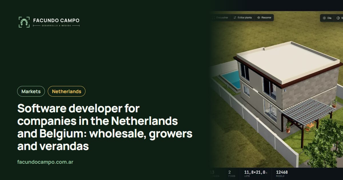 Software developer for companies in the Netherlands and Belgium: wholesale, growers and verandas