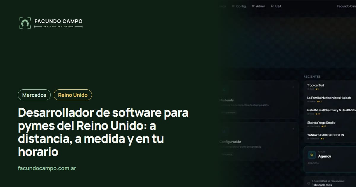 Desarrollador de software para pymes del Reino Unido: a distancia, a medida y en tu horario