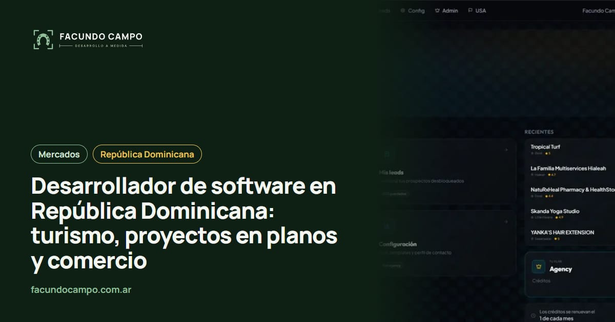 Desarrollador de software en República Dominicana: turismo, proyectos en planos y comercio