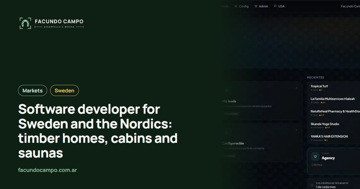 Software developer for Sweden and the Nordics: timber homes, cabins and saunas