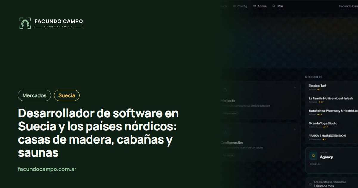 Desarrollador de software en Suecia y los países nórdicos: casas de madera, cabañas y saunas