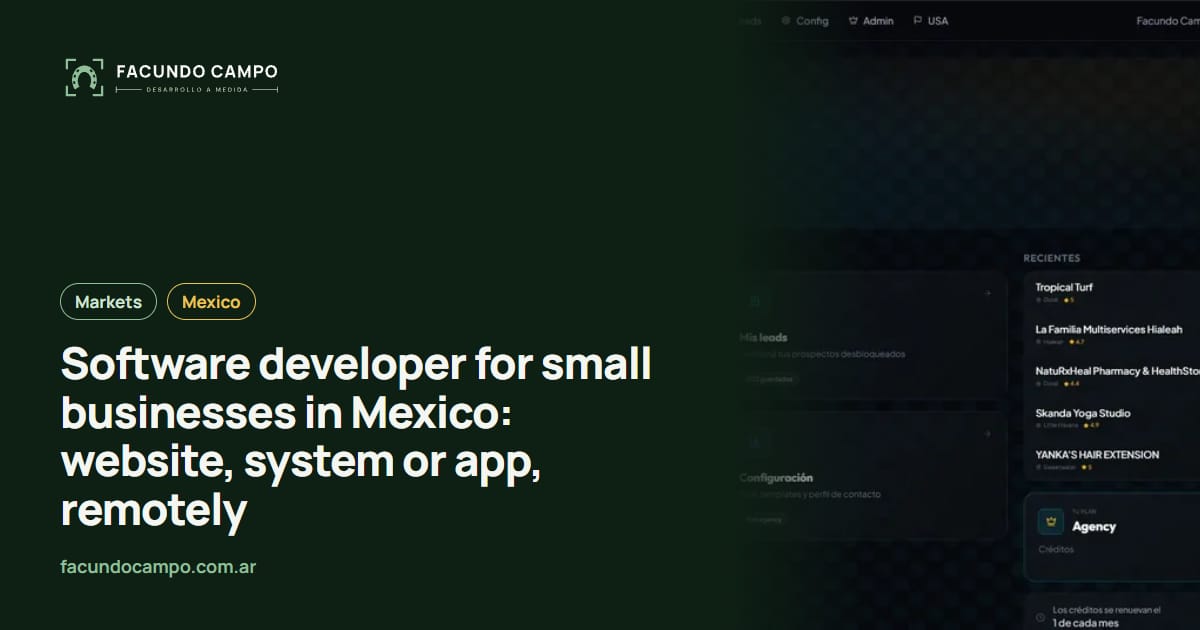 Software developer for small businesses in Mexico: website, system or app, remotely