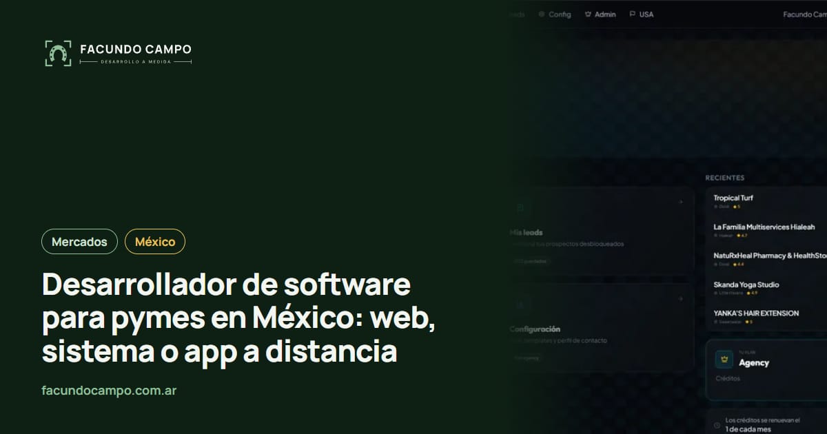 Desarrollador de software para pymes en México: web, sistema o app a distancia