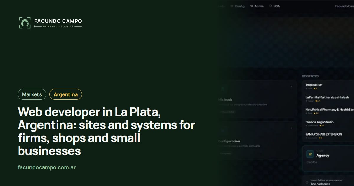 Web developer in La Plata, Argentina: sites and systems for firms, shops and small businesses