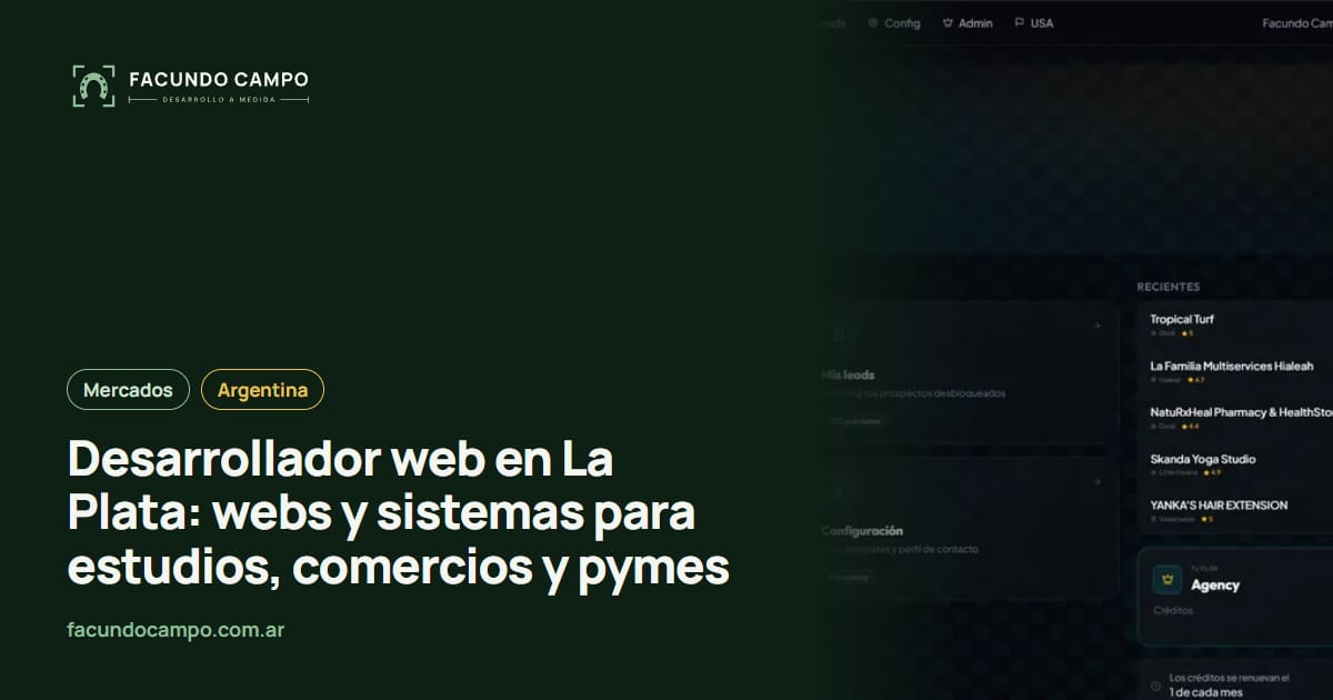 Desarrollador web en La Plata: webs y sistemas para estudios, comercios y pymes