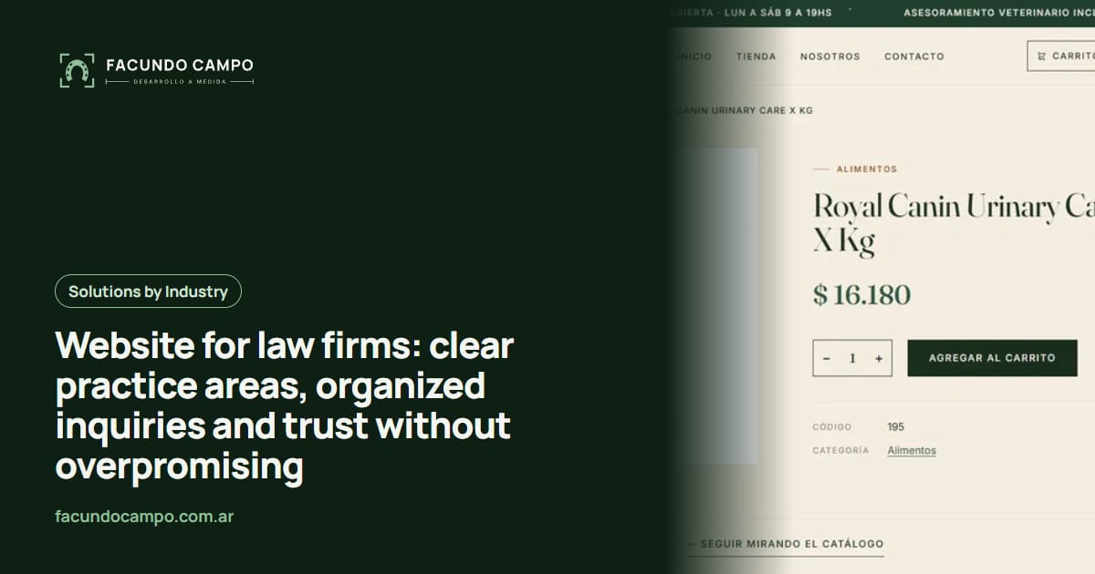 Website for law firms: clear practice areas, organized inquiries and trust without overpromising