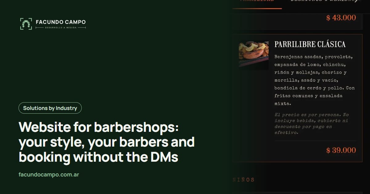 Website for barbershops: your style, your barbers and booking without the DMs