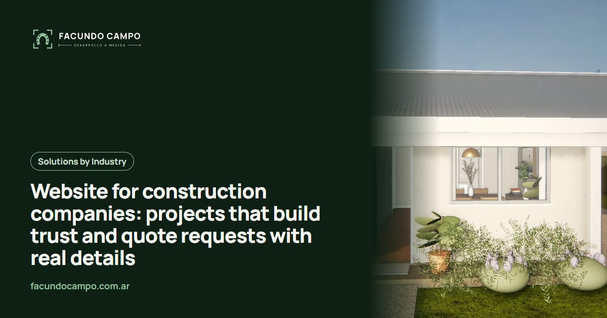 Website for construction companies: projects that build trust and quote requests with real details