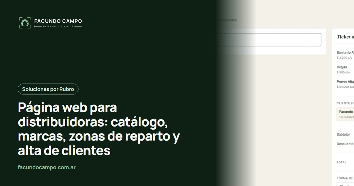 Página web para distribuidoras: catálogo, marcas, zonas de reparto y alta de clientes