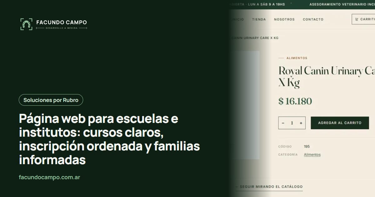 Página web para escuelas e institutos: cursos claros, inscripción ordenada y familias informadas