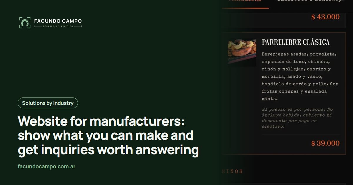 Website for manufacturers: show what you can make and get inquiries worth answering
