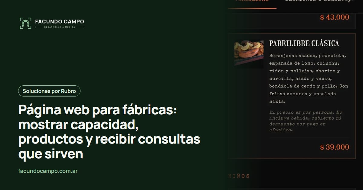 Página web para fábricas: mostrar capacidad, productos y recibir consultas que sirven