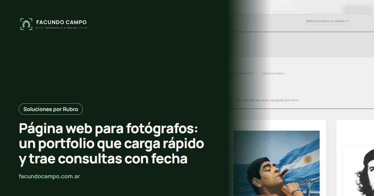 Página web para fotógrafos: un portfolio que carga rápido y trae consultas con fecha