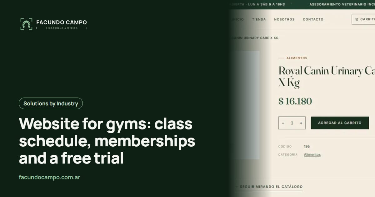Website for gyms: class schedule, memberships and a free trial