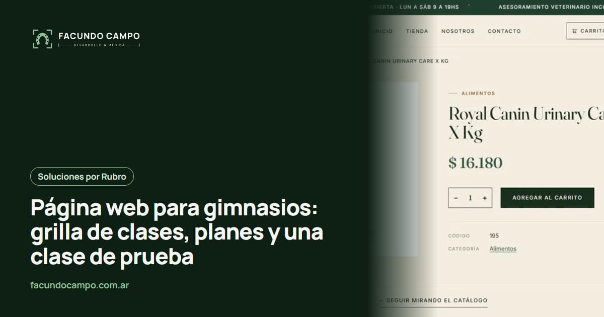 Página web para gimnasios: grilla de clases, planes y una clase de prueba