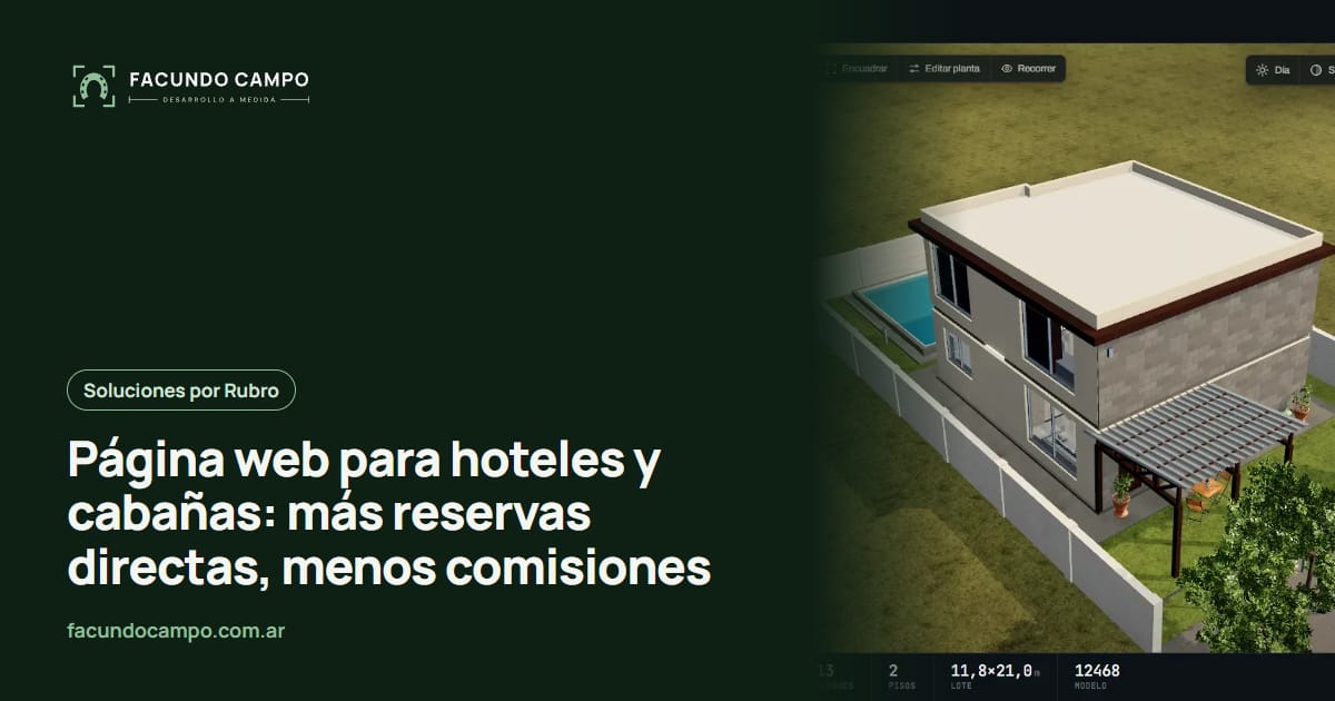 Página web para hoteles y cabañas: más reservas directas, menos comisiones