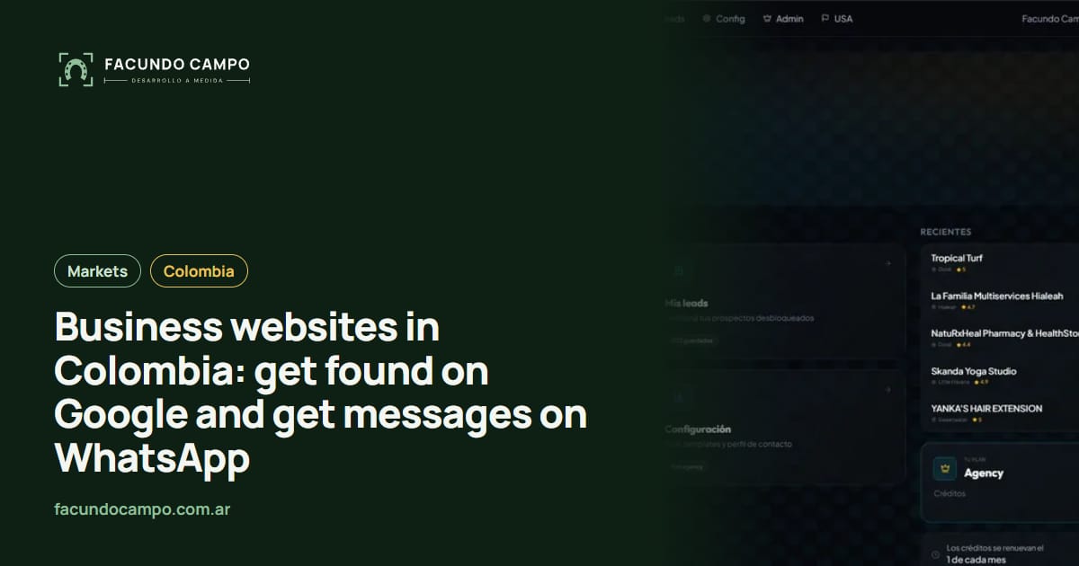 Business websites in Colombia: get found on Google and get messages on WhatsApp