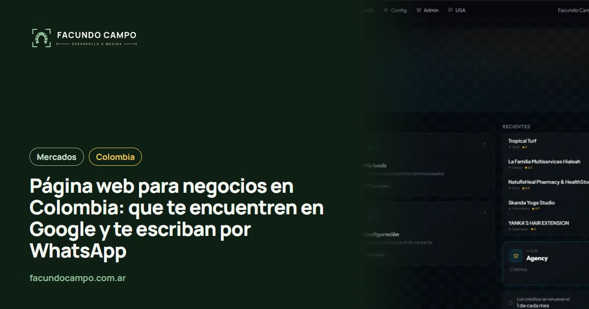 Página web para negocios en Colombia: que te encuentren en Google y te escriban por WhatsApp