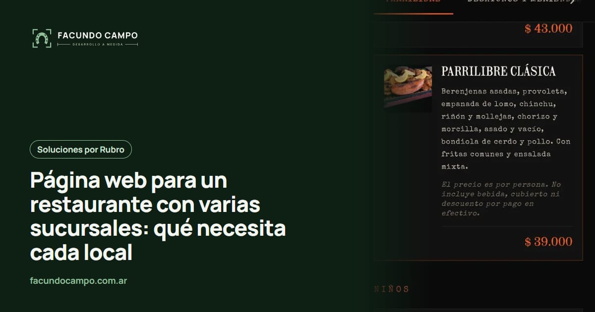 Página web para un restaurante con varias sucursales: qué necesita cada local