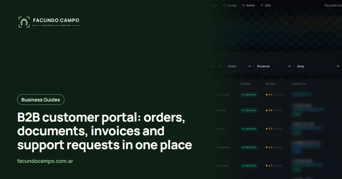 B2B customer portal: orders, documents, invoices and support requests in one place