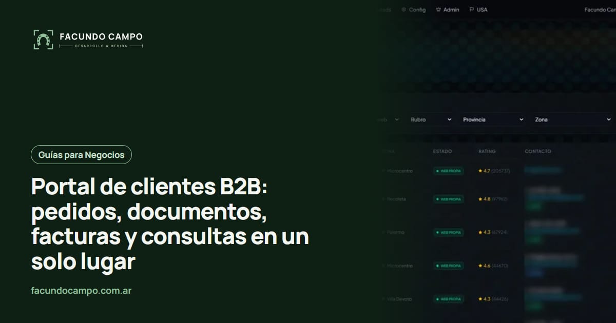 Portal de clientes B2B: pedidos, documentos, facturas y consultas en un solo lugar