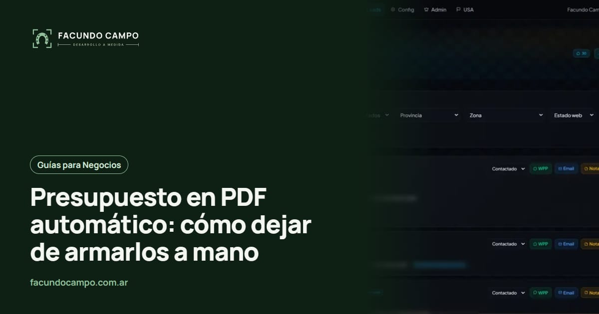 Presupuesto en PDF automático: cómo dejar de armarlos a mano