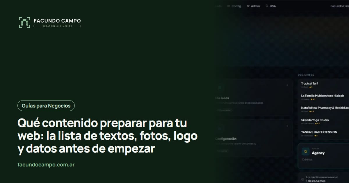 Qué contenido preparar para tu web: la lista de textos, fotos, logo y datos antes de empezar