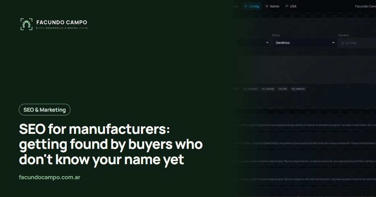 SEO for manufacturers: getting found by buyers who don't know your name yet