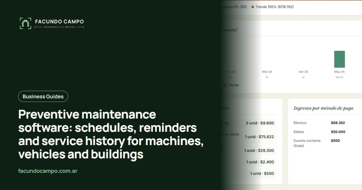 Preventive maintenance software: schedules, reminders and service history for machines, vehicles and buildings