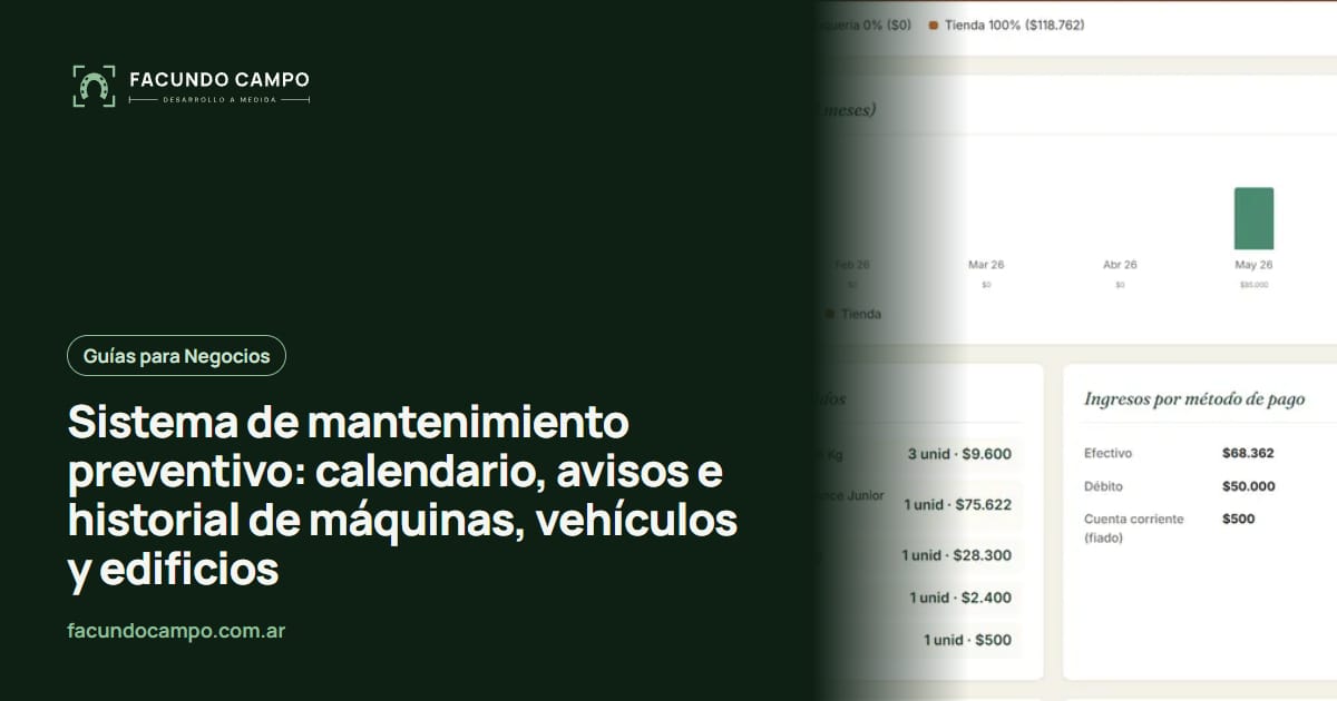 Sistema de mantenimiento preventivo: calendario, avisos e historial de máquinas, vehículos y edificios